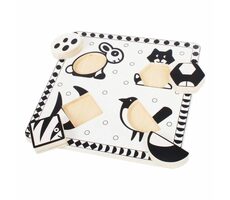 Bigjigs Toys Dřevěné vkládací puzzle černobílé tvary 2 / od 10 měsíců