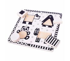 Bigjigs Toys Dřevěné vkládací puzzle černobílé tvary 1 / od 10 měsíců
