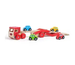 Bigjigs Toys Dřevěný kamion s auty / od 12 měsíců