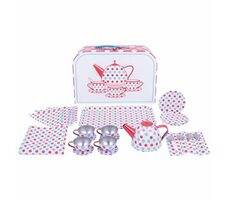 Bigjigs Toys Čajový servis s puntiky v kufříku / od 3 let