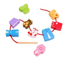 Bigjigs Toys Navlékání korálků oblečení / od 3 let