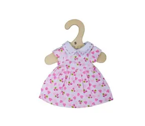 Bigjigs Toys Růžové šaty se srdíčky pro panenku 28 cm / od 2 let