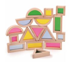 Bigjigs Toys Barevné tvary senzorické přírodní / od 18 měsíců