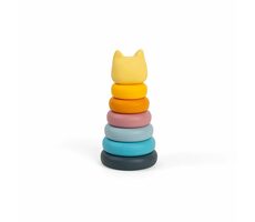 Bigjigs Toys Silikonová stohovací věž Kočka / od 5 měsíců