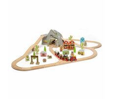 Bigjigs Rail Dřevěná vláčkodráha divoký západ / 62 dílů / od 3 let
