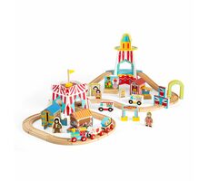 Bigjigs Rail Dřevěná vláčkodráha zábavná pouť / 54 dílů / od 3 let