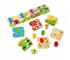 Bigjigs Toys Puzzle s obrázky a čísly / od 18 měsíců