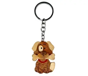2Kids Toys Dřevěná klíčenka velká Pes s kostí / od 3 let