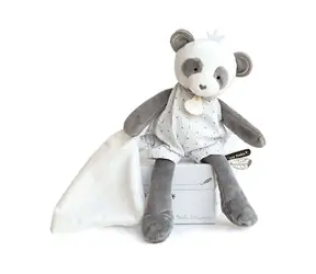 Doudou Dárková krabička - Plyšová panda s dečkou 28 cm