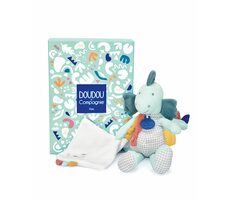 Doudou Dárková sada - Plyšový dinosaurus s dečkou 25 cm zelený / od 0 let