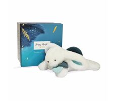 Doudou Dárková sada - Plyšový králíček s tmavě modrou bambulkou 25 cm / od 0 let