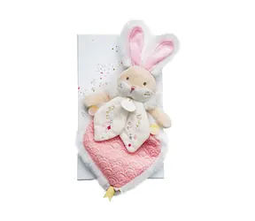 Doudou Dárková sada - Hračka růžový kamarád králíček 24 cm / od 0 let