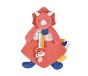 Doudou Dárková sada - Hračka s úchytem na dudlík dinosaurus růžový 23 cm / od 0 let