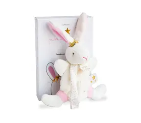 Doudou Dárková sada - Hračka s úchytem na dudlík králíček 15 cm / od 0 let