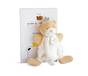 Doudou Dárková sada - Hračka s úchytem na dudlík medvídek král 15 cm / od 0 let
