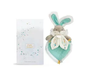 Doudou Dárková sada - Hračka tyrkysový kamarád králíček 24 cm / od 0 let