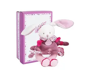 Doudou Dárková sada - Plyšové chrastítko králíček 19 cm / od 0 let