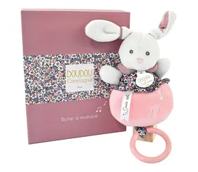 Doudou Dárková sada - Plyšový králíček hrající melodii růžový 20 cm / od 0 let