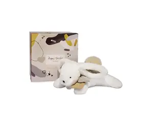 Doudou Dárková sada - Plyšový králíček s béžovou bambulkou 25 cm / od 0 let