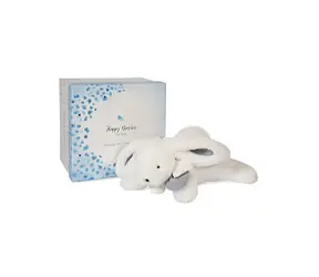 Doudou Dárková sada - Plyšový králíček s bílou bambulkou 25 cm / od 0 let