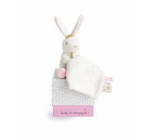 Doudou Dárková sada - Plyšový králíček s muchláčkem 10 cm ružová / od 0 let