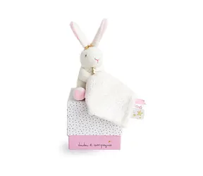 Doudou Dárková sada - Plyšový králíček s muchláčkem 10 cm ružová / od 0 let