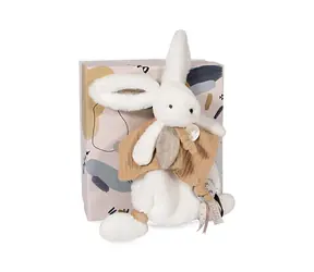Doudou Dárková sada - Plyšový králíček s muchláčkem 25 cm béžová / od 0 let
