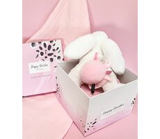 Doudou Dárková sada - Plyšový králíček s růžovou bambulkou 25 cm / od 0 let