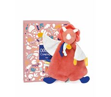 Doudou Dárková sada - Plyšový muchláček dinosaurus oranžový 25 cm / od 0 let