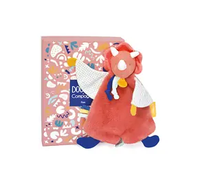 Doudou Dárková sada - Plyšový muchláček dinosaurus oranžový 25 cm / od 0 let