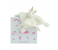 Doudou Dárková sada - Plyšový muchláček jednorožec 22 cm / od 0 let