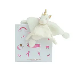 Doudou Dárková sada - Plyšový muchláček jednorožec 22 cm / od 0 let