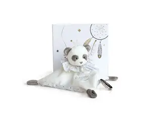 Doudou Dárková sada - Plyšový muchláček panda 20 cm / od 0 let
