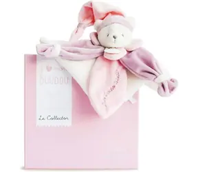 Doudou Dárková sada - Plyšový muchláček růžový medvídek 24 cm / od 0 let