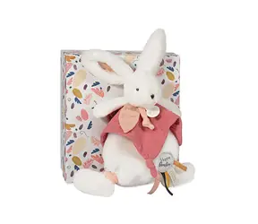 Doudou Dárková sada - Plyšový zajíček s muchláčkem 25 cm starorůžová / od 0 let
