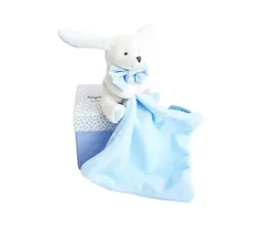 Doudou Dárková sada modrá - králíček s muchláčkem 10 cm / od 0 let