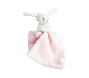 Doudou Dárková sada růžová - králíček s muchláčkem 10 cm / od 0 let