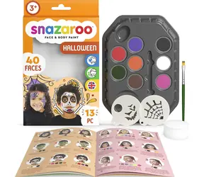 SNAZAROO Sada 8 barev na obličej a tělo s šablonami Halloween / od 3 let 