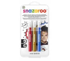 SNAZAROO Barvy na obličej s aplikátorem Brush Pen Adventure 3ks / od 3 let 