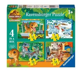 Ravensburger Jurský svět: Explorers 4 v 1 / 12+16+20+24 dílků / od 3 let 