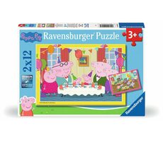 Ravensburger - Puzzle - Prasátko Peppa na oslavě / 2x12 dílků / od 3 let