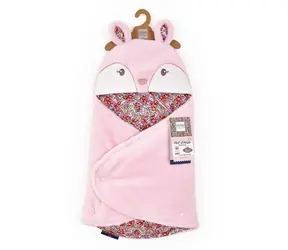 Doudou Plyšová růžová dečka s kapucí Boh'aime 70 cm / od 0 let