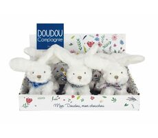 Doudou Plyšový králíček s šátkem 12 cm fialová s kytičkami / od 0 let