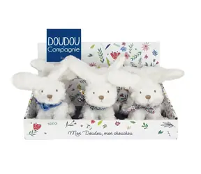 Doudou Plyšový králíček s šátkem 12 cm fialová s kytičkami / od 0 let