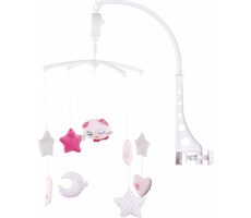 CHIPOLINO Hudební závěsný kolotoč Růžová sovička / 0 - 5 měsíců