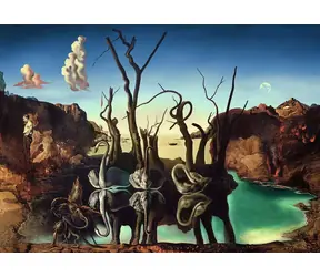 Ravensburger Salvador Dalí: Labutě odrážející se ve vodě jako sloni / 1000 dílků / od 14 let