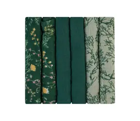 KikkaBoo Pleny mušelínové 30x30 cm 6ks Secret Garden Green