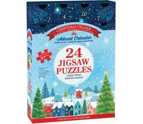 EUROGRAPHICS Puzzle Adventní kalendář: Vánoční vesnice / 24x50 dílků / od 6 let