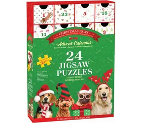EUROGRAPHICS Puzzle Adventní kalendář: Vánoční tlapky / 24x50 dílků / od 6 let