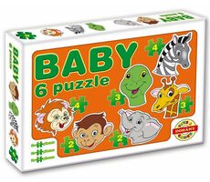 DOHÁNY Baby puzzle Zvířecí hlavičky - safari 6v1 / 2-4 dílky / od 2 let